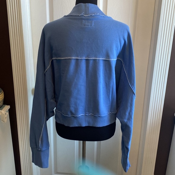 AE American Eagle Blue Cropped Shrug Sweatshirt Sz XXL NWT - Picture 5 of 8